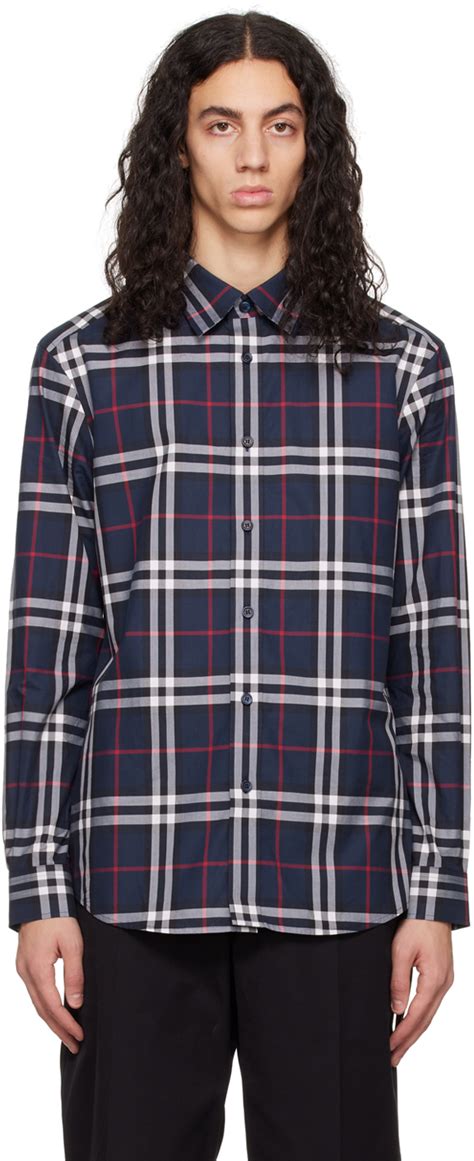 burberry navy check shirt|Burberry Check cotton shirts.